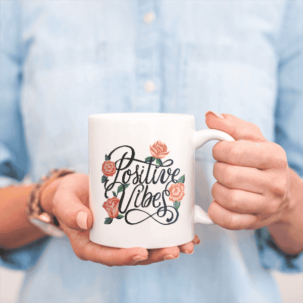 Positive Vibes Motivational Coffee Mug Lifestyle