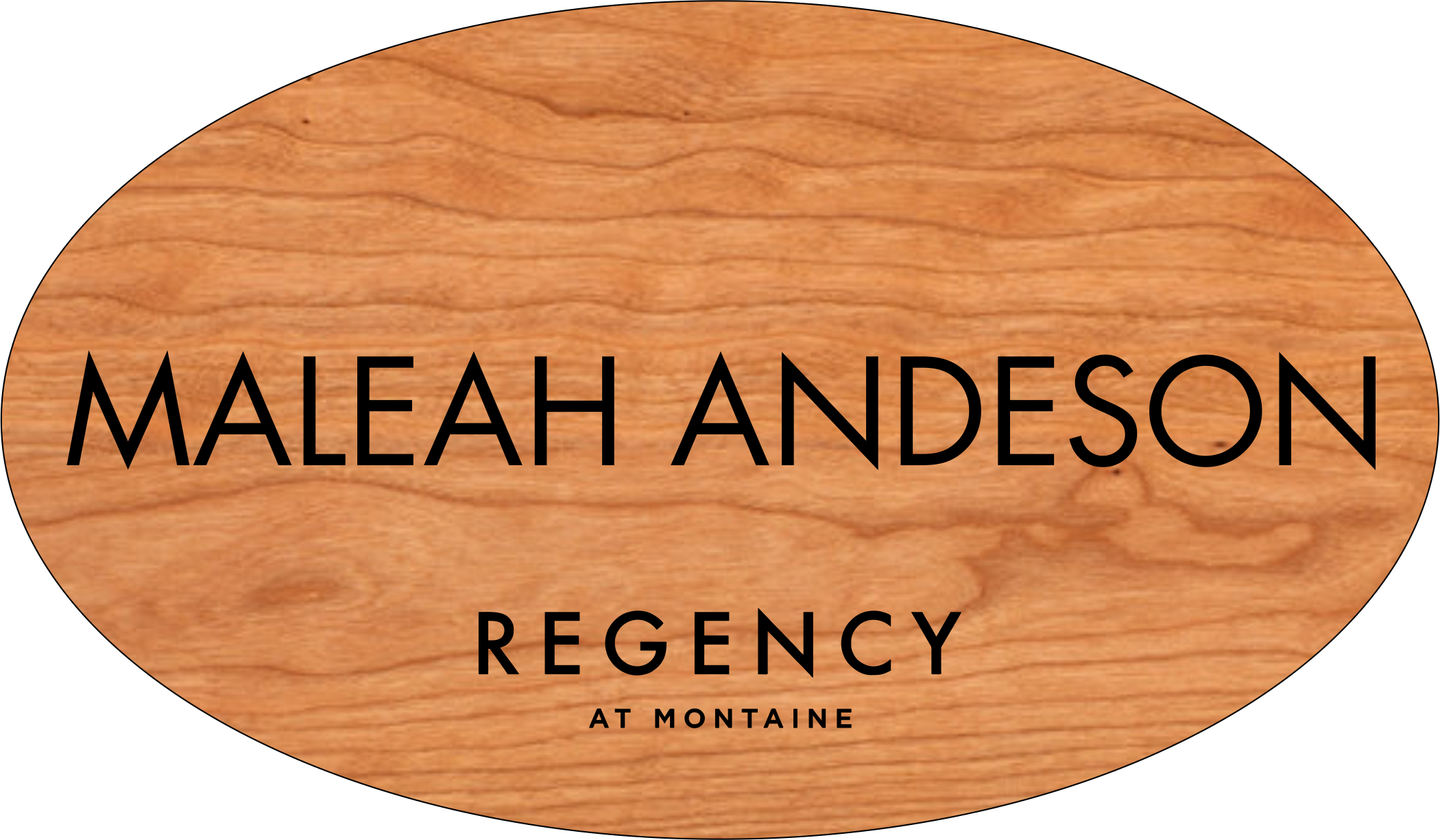Cohere Cherry Wood 1.75x3" Oval Nametag