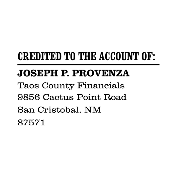Custom Credited to the Account of Financial Stamp