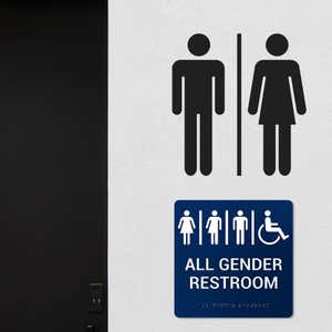 All Gender Restroom ADA Sign next to a bathroom door