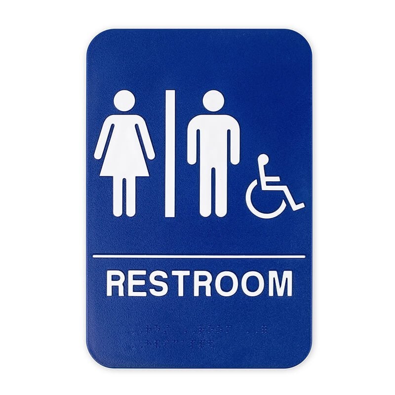 An example of a 9 x 6 ADA sign for a all gender restroom An example of a 9 x 6 ADA sign for a all gender restroom