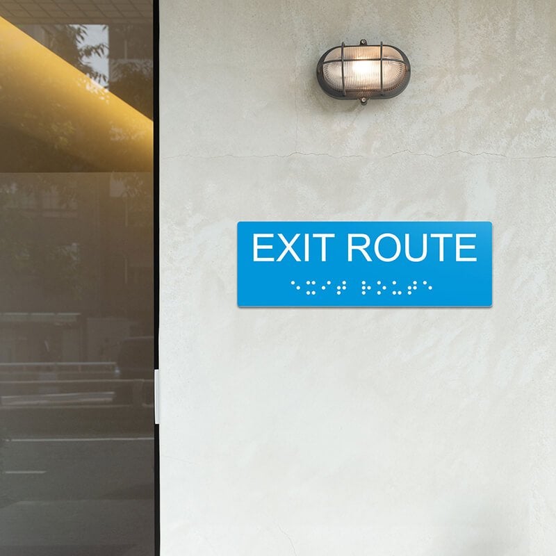 Custom ADA sign for an exit route Custom ADA sign for an exit route