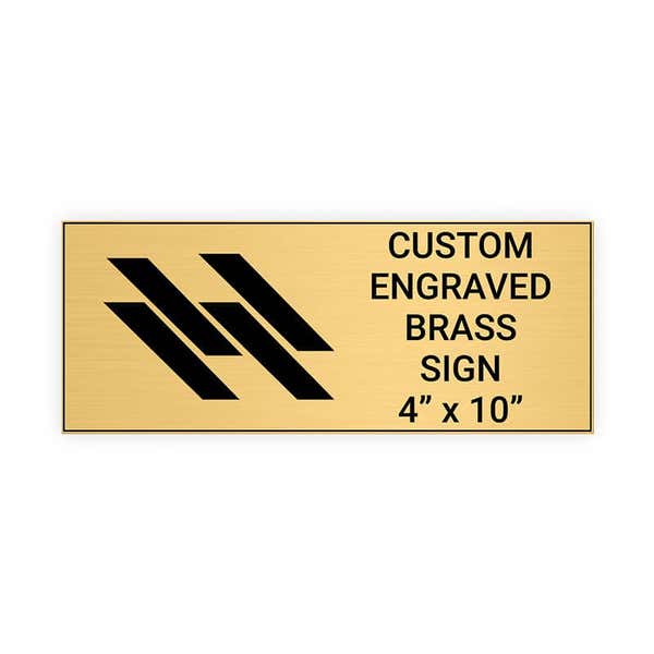 Horizontal Engraved Heavy Brass Signs 4" x 10"