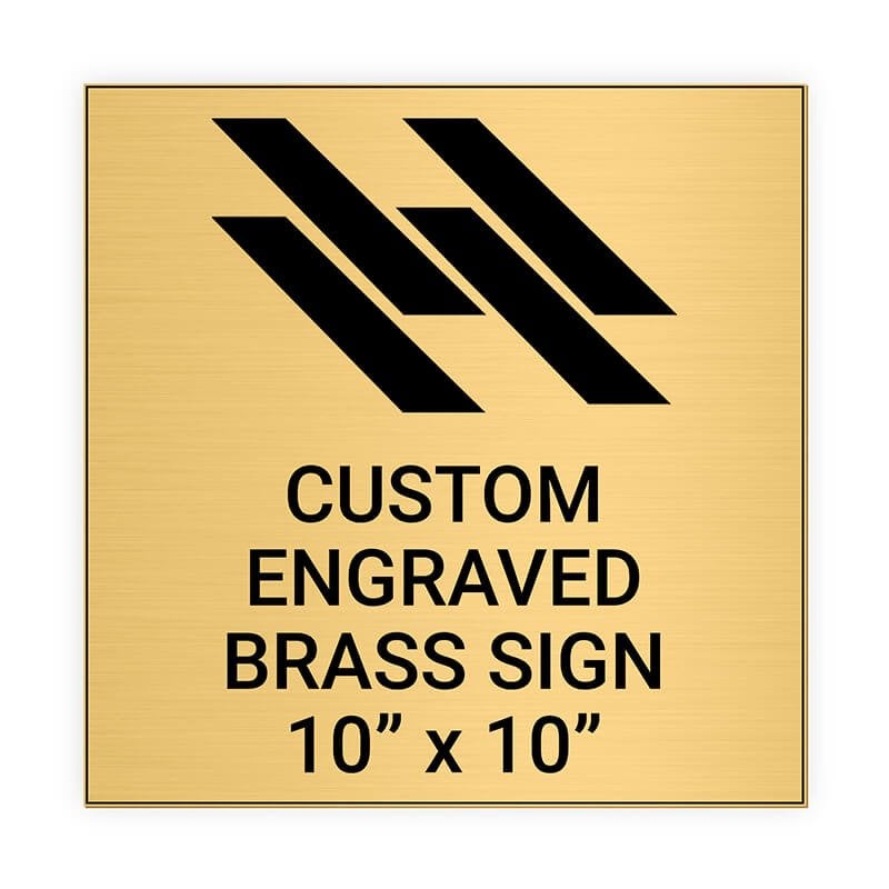 Square Engraved 10" x 10" Brass Signs