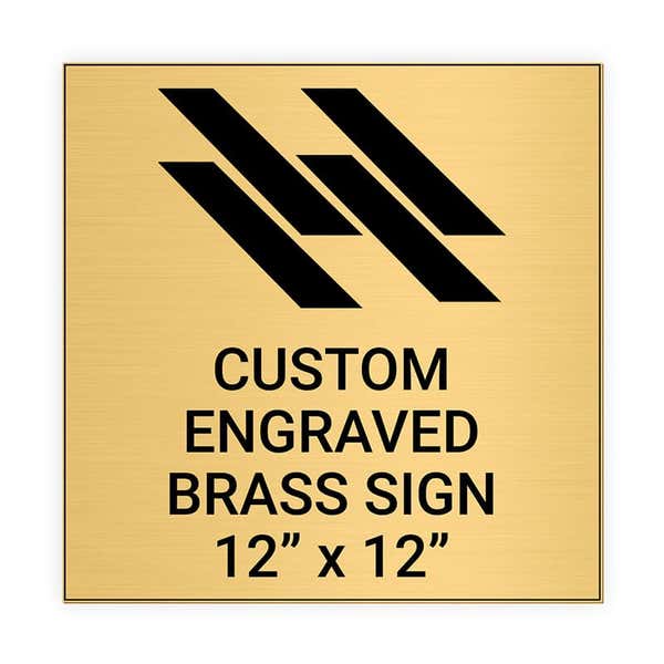 Square Engraved 12" x 12" Brass Signs