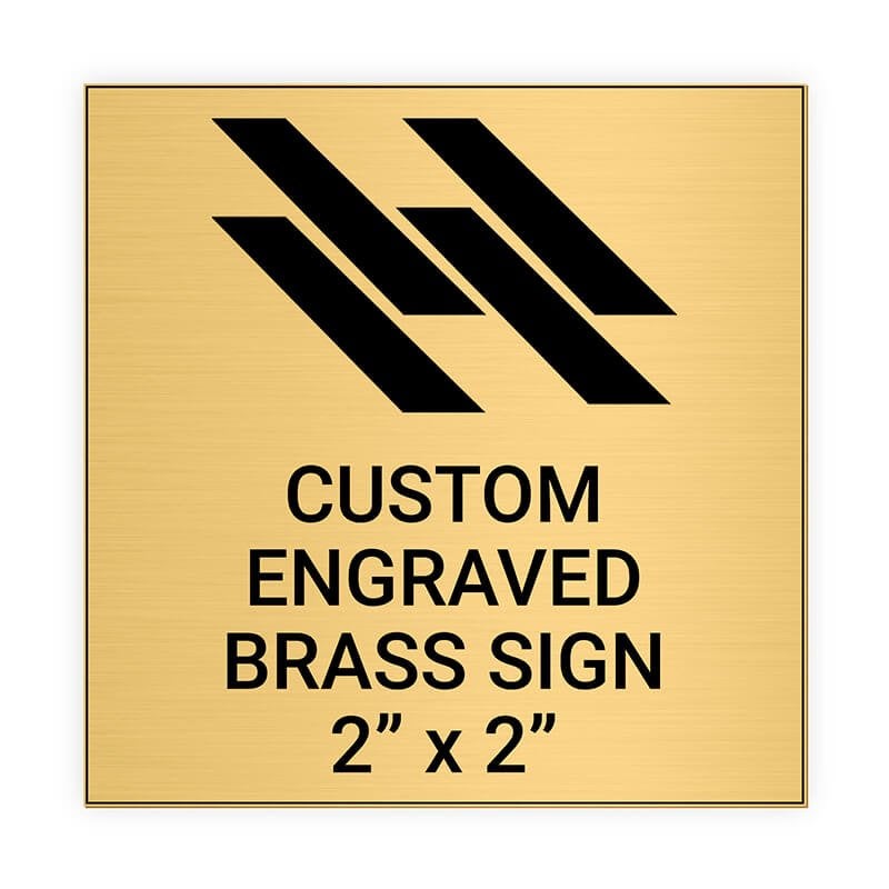 Square Engraved 2" x 2" Brass Signs