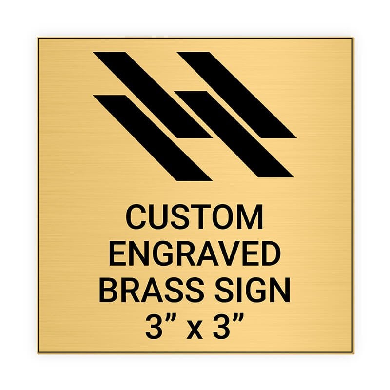 Square Engraved Heavy Brass Signs 3" x 3"