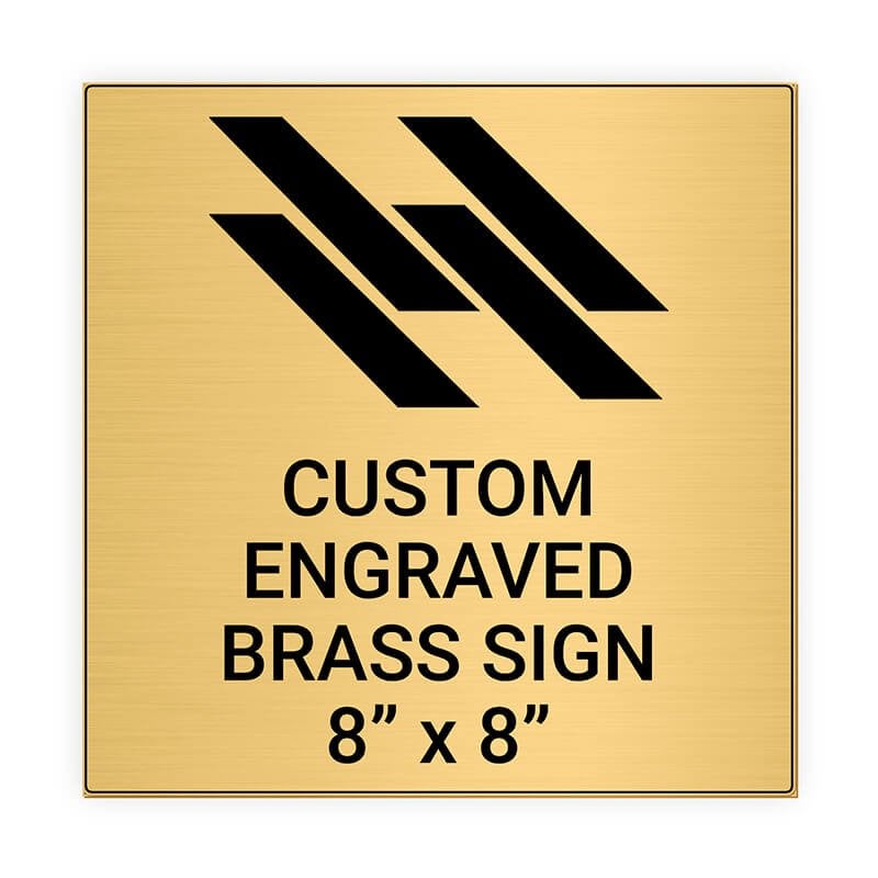 Square Engraved 8" x 8" Brass Signs