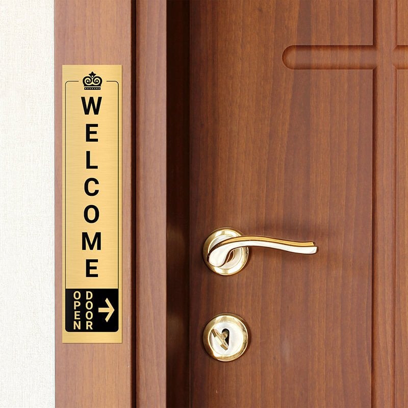 14x3 custom engraved brass sign next to a door 14x3 custom engraved brass sign next to a door