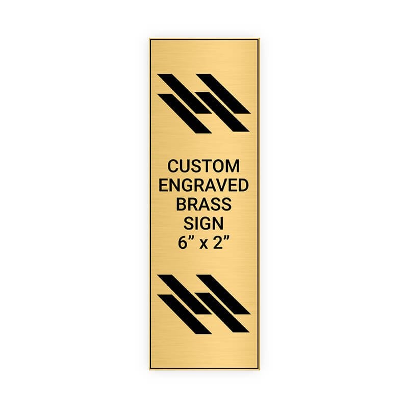 Vertical Engraved Heavy Brass Signs 6" x 2"