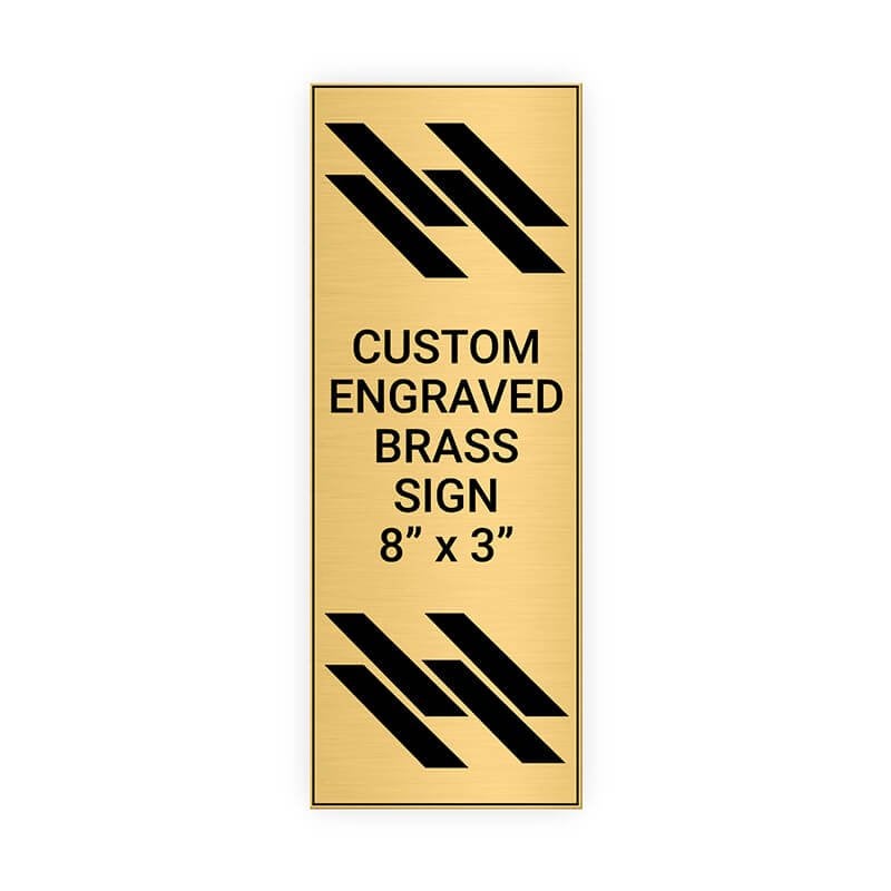 Vertical Engraved Heavy Brass Signs 8" x 3"