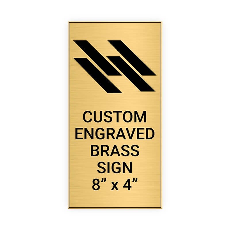 Vertical Engraved Heavy Brass Signs 8" x 4"