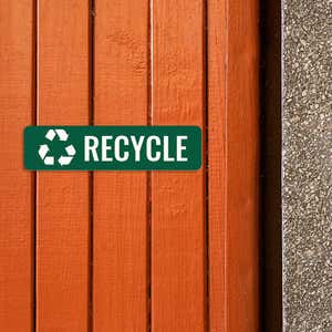 Engraved plastic sign for recycling