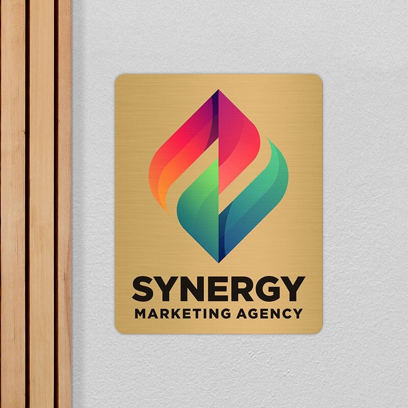 10x8 printed brass sign displayed by a doorway 10x8 printed brass sign displayed by a doorway