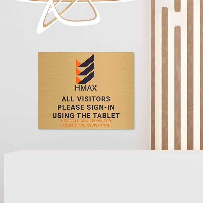 8x10 printed brass sign displayed in a waiting room 8x10 printed brass sign displayed in a waiting room