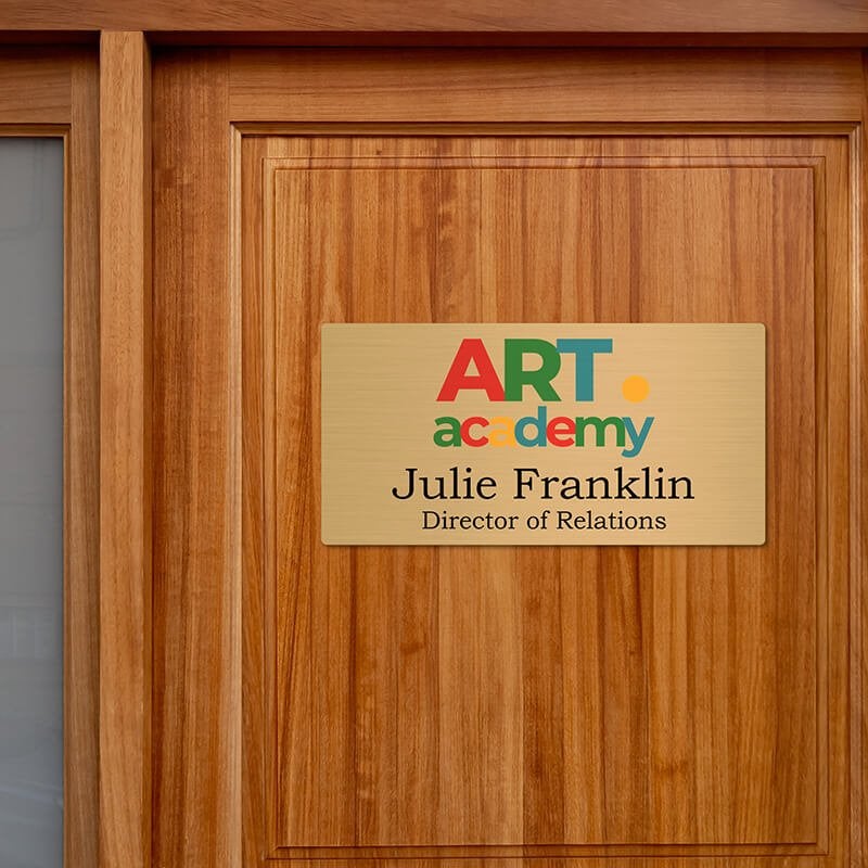 8x16 printed brass sign displayed on a door 8x16 printed brass sign displayed on a door