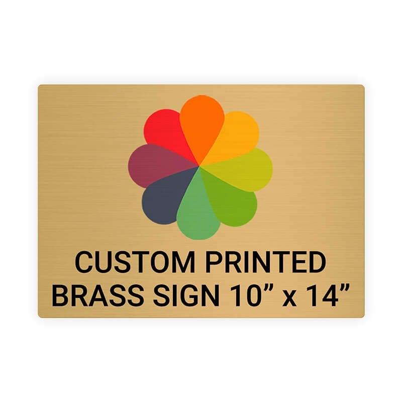 Horizontal Full Color Brass Signs 10" x 14"