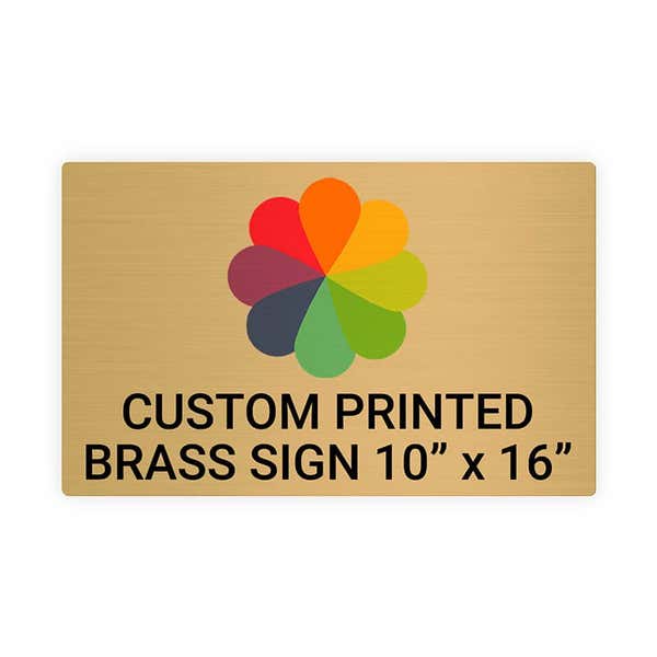 Horizontal Full Color Brass Signs 10" x 16"