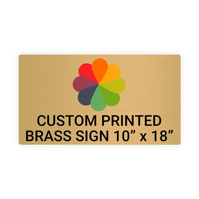 Horizontal Full Color Brass Signs 10" x 18"