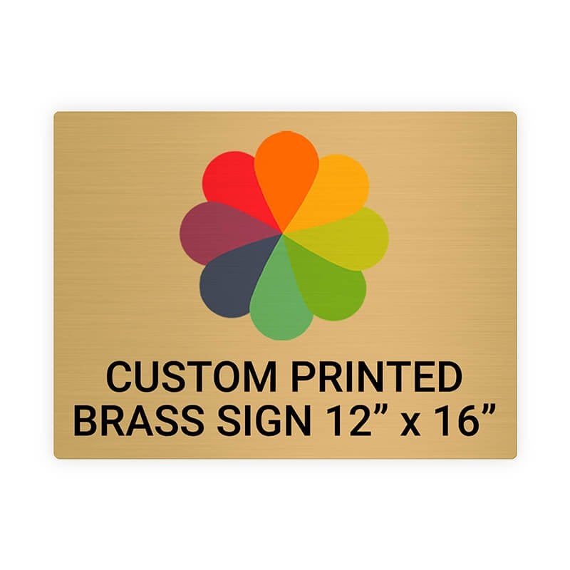Horizontal Full Color Brass Signs 12" x 16"