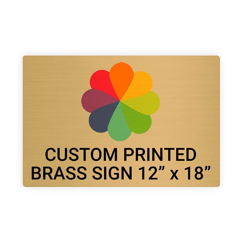 Horizontal Full Color Brass Signs 12" x 18"