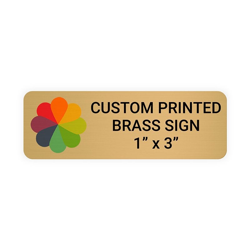 Horizontal Full Color 1" x 3" Brass Signs