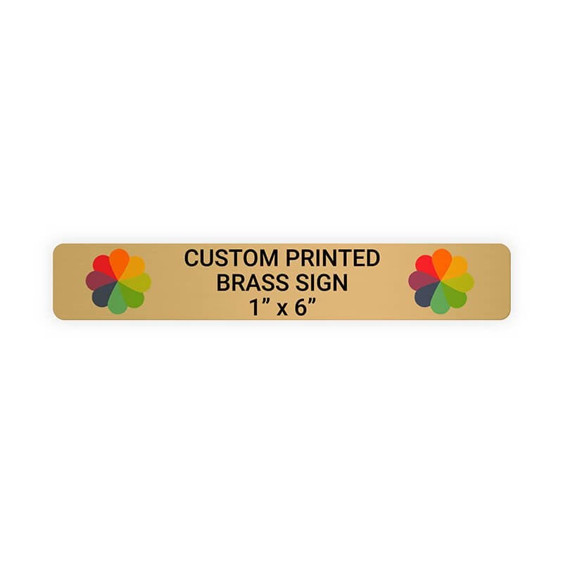 Horizontal Full Color 1" x 6" Brass Signs