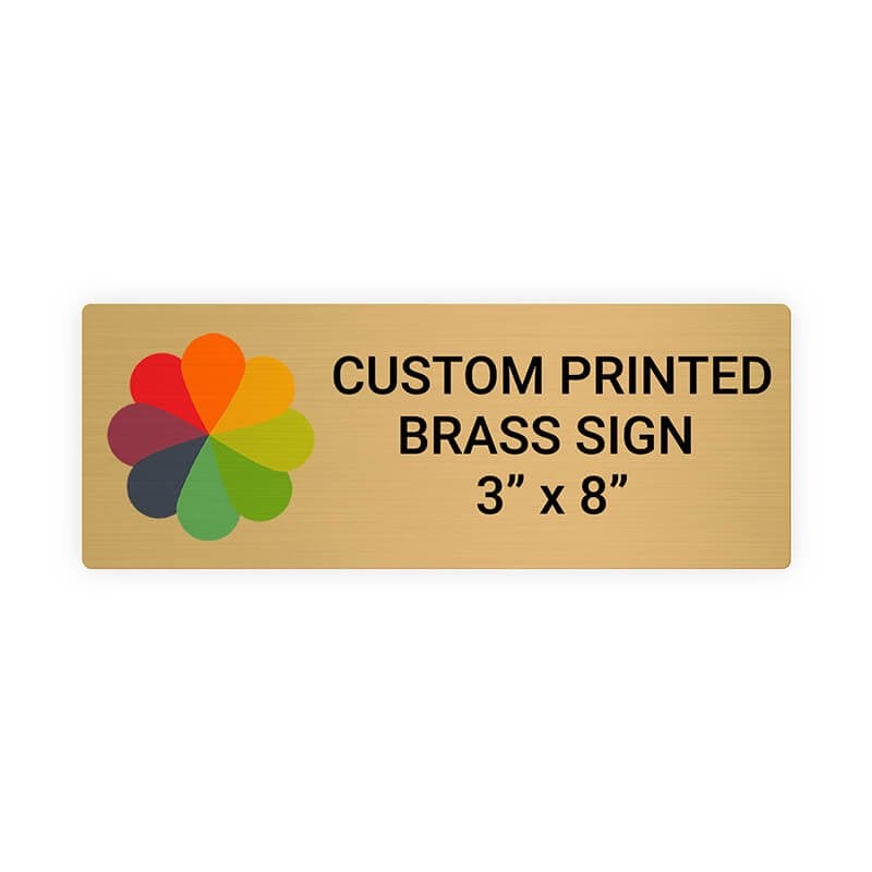 Horizontal Full Color Brass Signs 3" x 8"
