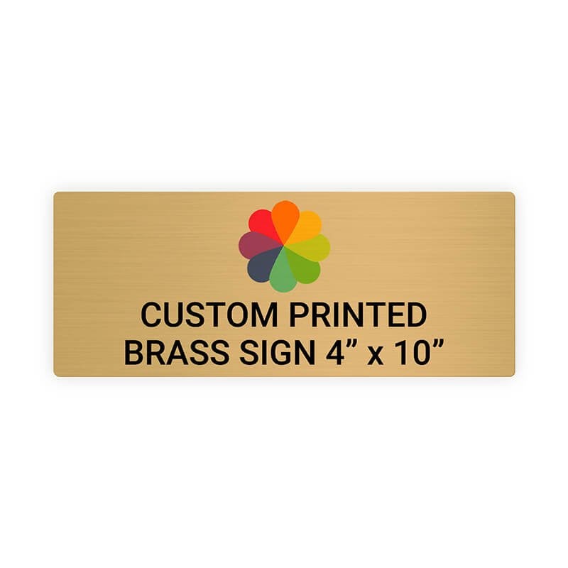 Horizontal Full Color 4" x 10" Brass Signs