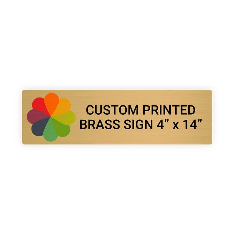 Horizontal Full Color 4" x 14" Brass Signs