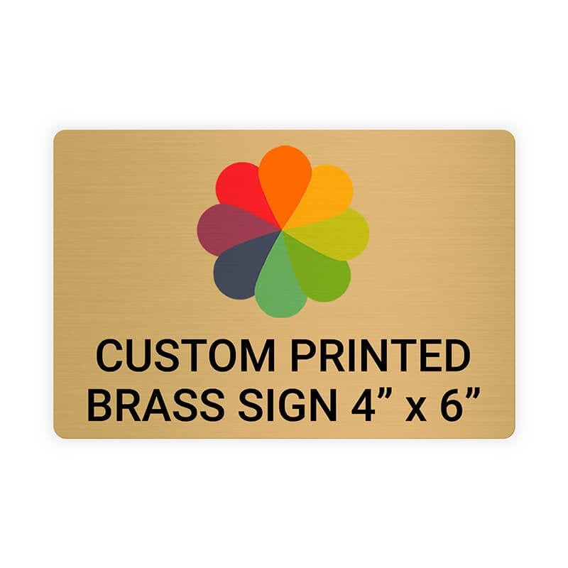Horizontal Full Color 4" x 6" Brass Signs
