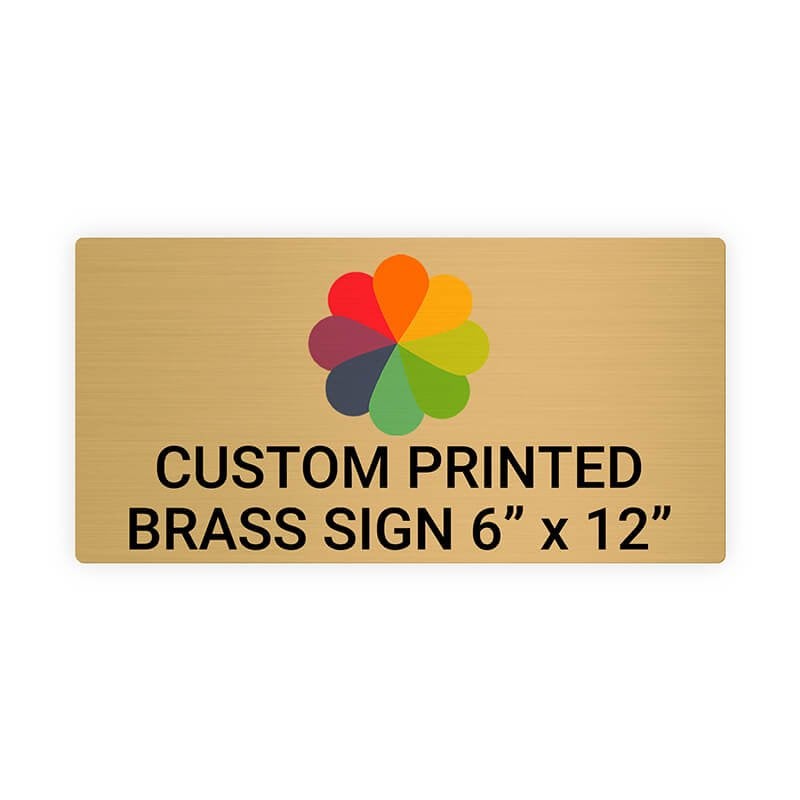 Horizontal Full Color Brass Signs 6" x 12"