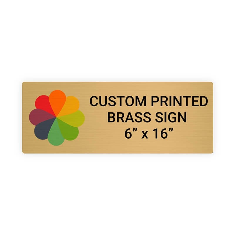 Horizontal Full Color Brass Signs 6" x 16"