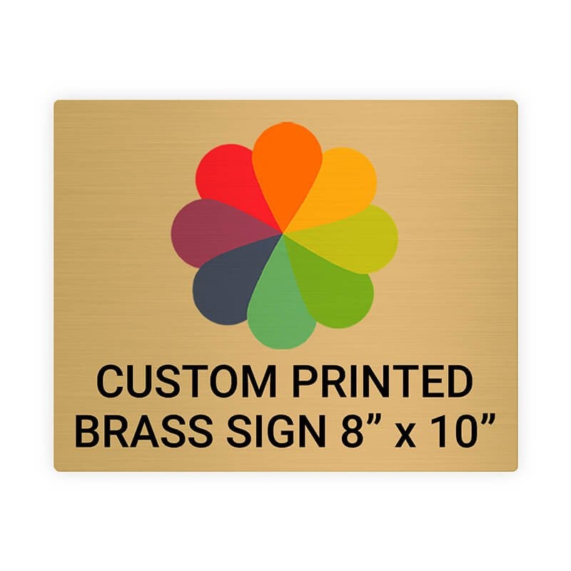 Horizontal Full Color 8" x 10" Brass Signs