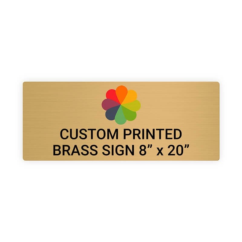Horizontal Full Color 8" x 20" Brass Signs