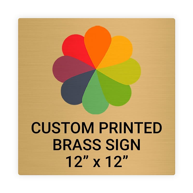 Square Full Color 12" x 12" Brass Signs