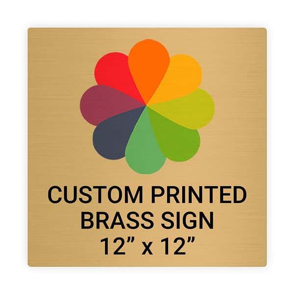 Square Full Color 12" x 12" Brass Signs