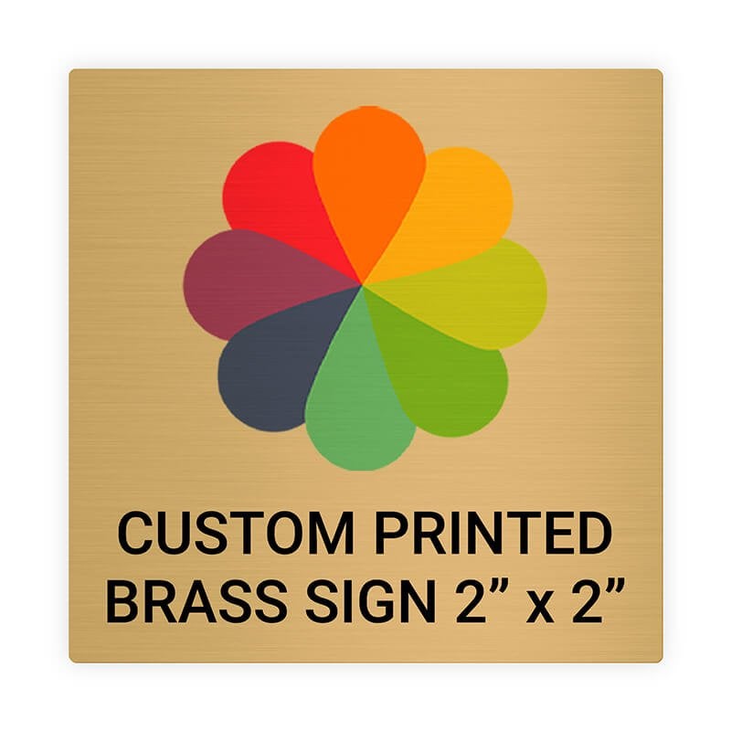 Square Full Color 2" x 2" Brass Signs