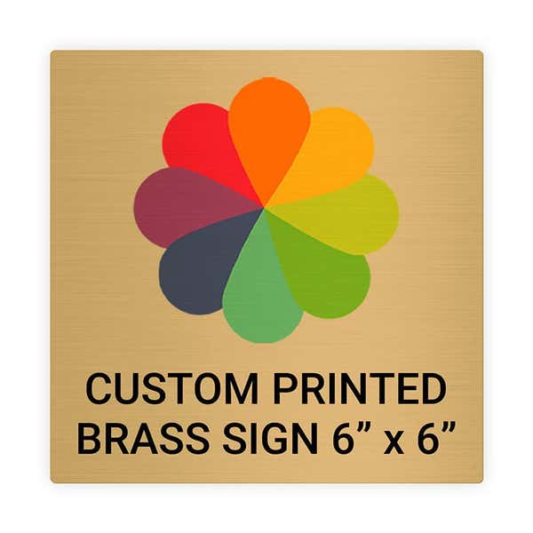 Square Full Color Brass Signs 6" x 6"