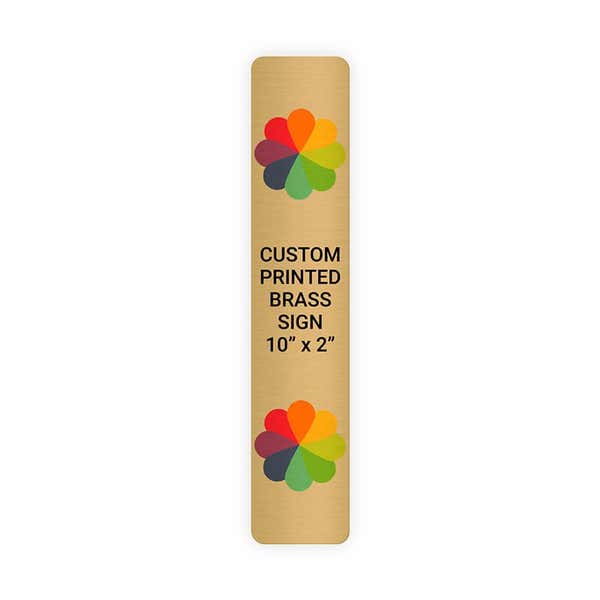 Vertical Full Color Brass Signs 10" x 2"