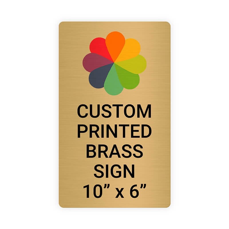 Vertical Full Color 10" x 6" Brass Signs