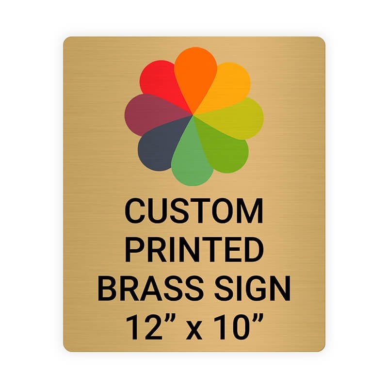 Vertical Full Color Brass Signs 12" x 10"