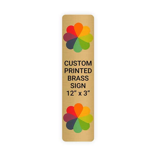 Vertical Full Color 12" x 3" Brass Signs