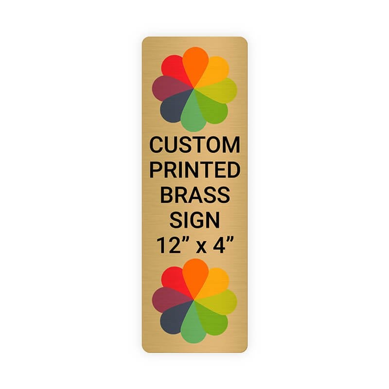 Vertical Full Color 12" x 4" Brass Signs