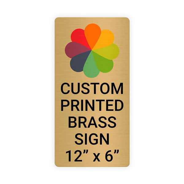 Vertical Full Color Brass Signs 12" x 6"