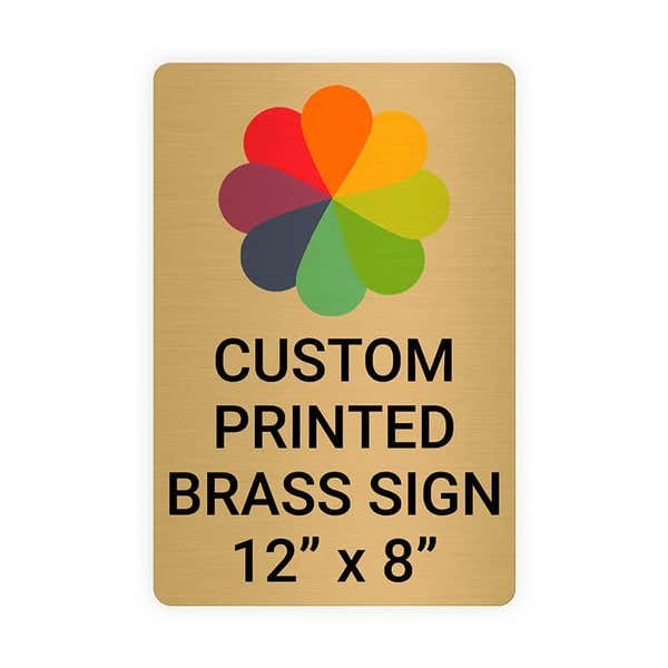 Vertical Full Color Brass Signs 12" x 8"