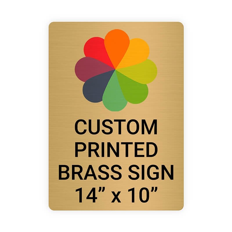 Vertical Full Color Brass Signs 14" x 10"