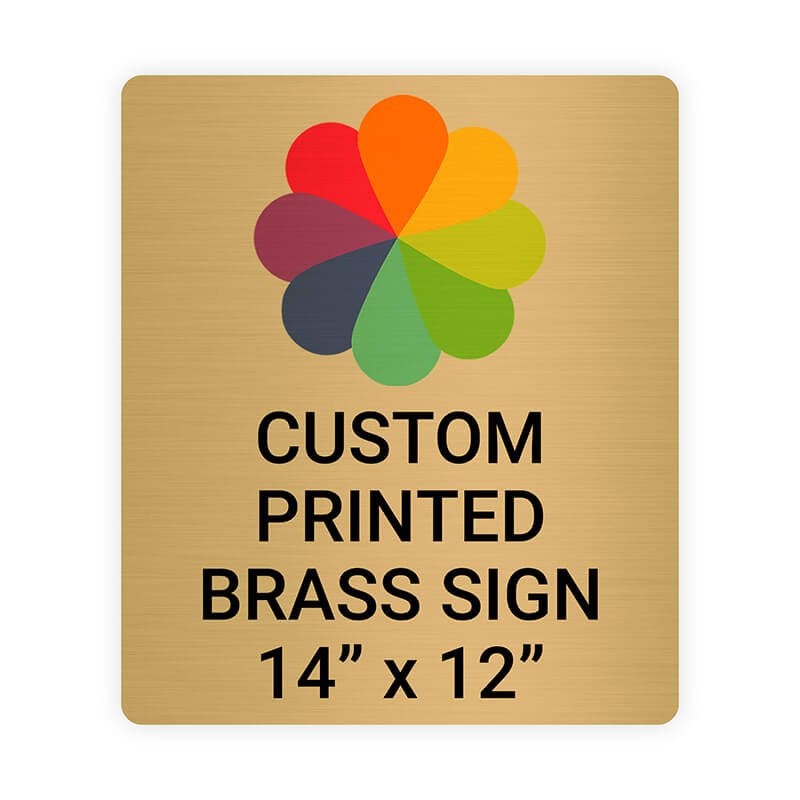 Vertical Full Color Brass Signs 14" x 12"