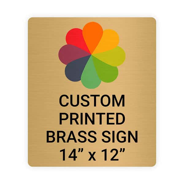 Vertical Full Color 14" x 12" Brass Signs