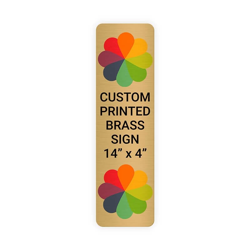 Vertical Full Color 14" x 4" Brass Signs